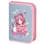 Пенал BRAUBERG, 1 отделение, 2 откидные планки, полиэстер, 21х14 см, «Anime friends», 272319