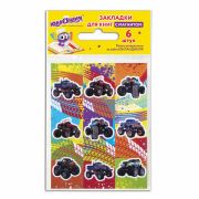 Закладки для книг с магнитом «МОНСТР-ТРАК», набор 6 шт., блестки, 25x196 мм, ЮНЛАНДИЯ, 111636