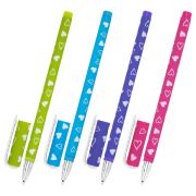 Ручка шариковая BRAUBERG SOFT TOUCH STICK «FRESH ZONE HEARTS», СИНЯЯ, мягкое покрытие, корпус ассорти, узел 0,7 мм, 143700