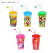 Стакан с трубочкой картинки МИКС 250 332382