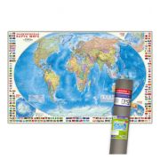Карта настенная Мир Политический « ГеоДом » 1:24М 124*80см с флагами, в тубусе