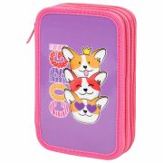 Пенал ПИФАГОР, 3 отделения, ламинированный картон, 19х11 см, «Corgi queen», 272250