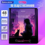 Тетрадь предметная «ANIME GIRLS» 48 л., матовая ламинация, ОБЩЕСТВОЗНАНИЕ, клетка, подсказ, BRAUBERG, 404747