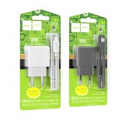 Сетевое зарядное устройство Hoco CS12A, 1USB, QC3.0, 18W, 3A + Type-C 1м, белый