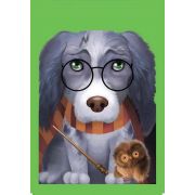 74120 Блокнот Пес в кашне, формат А7, размер 65*98 мм, клетка, 40 листов на скрепке, блок-офсет, цел