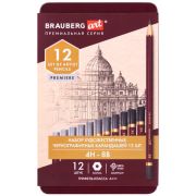 Карандаши чернографитные художественные 4H-8B, НАБОР 12 шт., В ПЕНАЛЕ, BRAUBERG ART «PREMIERE», 181895