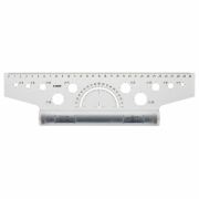 Линейка с роликом (рейсшина) 30 см, металлический ролик, с транспортиром, прозрачная, ЛР-30478