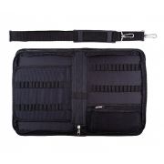 Пенал для планэра « Сонет » Графика, 34*23,5*4см, с ремнем, черный, внутри: карман на молнии, отделения на эластичной резинке, дополнительная вкладка с отделениями для карандашей, линеров, на молнии