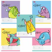 Тетрадь 12 л. HATBER клетка, обложка картон, «Little Elephant» (5 видов в спайке), 12Т5В1