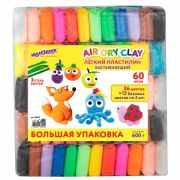 Пластилин супер легкий воздушный 60 штук (36 цветов + 12х2 базовых), 600 г, 3 стека, ЮНЛАНДИЯ, 106981