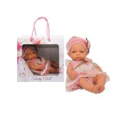 1TOY PREMIUM пласт пупс 25 см. в нарядном розовом платьице и шапочке, Премиум кор.с ручками  21х12х19 см.