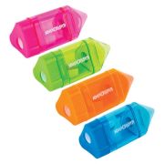 Точилка ЮНЛАНДИЯ «Карандашик», со стирательной резинкой, с контейнером, пластиковая, ассорти, 228440