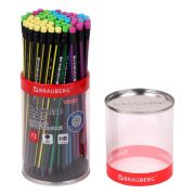 Карандаш чернографитный BRAUBERG «VIVID», 1 шт., HB, с ластиком, корпус ассорти, 181756