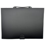 Папка на 18 карманов А3+  DG-7 «Черная» корешок 30мм, 55,5х39,5см, пластик, с ручкой, застежка-липу