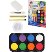 Набор аквагрима для детей-8 шт,каранд-2шт,гель для тела и лица-1шт,спонж 1шт,аппл 1шт (Арт.КС-3599)
