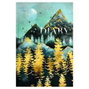 Ежедневник недатированный DIARY арт. 61459 В ГОРАХ / А5, 80 л., твёрдый переплёт, полноцветная печать, тиснение цветной фольгой, ламинация «софт-тач» вельвет. Блок - белый офсет, 65 г/м², печать в одну краску, линия,