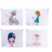 Папка канцелярская LOVELY, 33х24,5x3см, пластиковая, zip-молния, плотность 170 мкм, 4 дизайна в ассортименте
