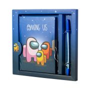 Подарочный блокнот в футляре, 11 см * 15 см., 7БЦ, Alingar, ламинация, замочек, ручка, линия, 50 л., «Астронавты в неоне»