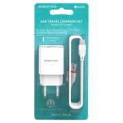 Сетевое зарядное устройство BOROFONE BA20A Sharp 1xUSB с Кабелем USB - Type-C, 2.1A, белый