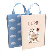 Папка текстильная на молнии, вертикальная ErichKrause с ручкой Cupids, A4