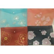 Папка на кнопке пласт. А4 ЦВЕТЫ арт.JL-D0062