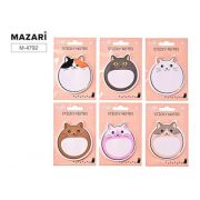 Блок для записи с липким слоем КОТИКИ 7.5x8.0 см, 30 листов, 6 цветов в ассортименте, ОПП-упаковка