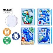 Набор ДИНО, в комплекте: блокнот 10 x 14 см, картонная обложка с эффектом 3D, внутренний блок в линейку (38 листов, плотность бумаги 70г/м2), ручка шариковая автоматическая (пулевидный пишущий узел 1.0 мм), ассорти 4 дизайна, ОПП-упаковка