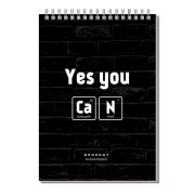 Блокнот, А5, 60 л, арт. 64303 ТЫ МОЖЕШЬ / Блок - белый офсет 60 г/м², клетка, гребень по короткой ст