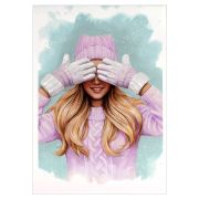 Блокнот, А6, 40 л, арт. 69591 ДЕВУШКА В ВАРЕЖКАХ / Блок - белый офсет 60 г/м², клетка, мягкий перепл