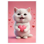 Блокнот, А6, 40 л, арт. 69589 КОТЕНОК С СЕРДЕЧКОМ / Блок - белый офсет 60 г/м², клетка, мягкий переплёт (1 скоба), глянцевая ламинация,