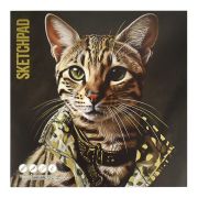 Альбом для рисования (Скетчпад) 40 л, арт. 68264 СТИЛЬНЫЙ КОТ (170х170 мм), блок - белый офсет 120 г/м², обложка - полноцветная печать, пятая краска, клеевое скрепление с откидной крышкой/