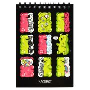 Блокнот, А6, 80 л, арт. 65960 МИШКИ / Блок - белый офсет 60 г/м², клетка, гребень по короткой стороне,