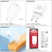 Блок питания сетевой 1 Type-C Borofone BA21A, Pro Long, PD20W, цвет: белый