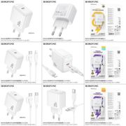 Блок питания сетевой 1 Type-C Borofone BAS43A Potential, пластик, PD20Вт, QC3.0, цвет: белый (1/76/3