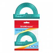 Транспортир пластиковый ErichKrause Ice Metallic, 180°/10см, бирюзовый, во флоупаке