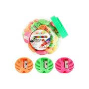 Точилка пластиковая, NANO, 1 отверстие для заточки, без контейнера для стружки, ассорти 4 цвета, пластиковая банка