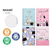 Блокнот на евроспирали ЛАПКИ 14.5 х 21 см, 60 л., внутренний блок в клетку, картонная обложка, плотность бумаги 70г/м2, 4 дизайна в ассортименте, ОПП- упаковка