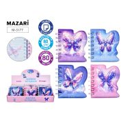 Блокнот НЕО БАБОЧКА 10.5 х 9.2 см, 80 л., линованный внутренний блок, мягкая объемная обложка, плотность бумаги 80г/м2, 4 дизайна в ассортименте, ОПП- упаковка