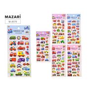 Наклейки декоративные МАШИНКИ, объемные, 10*22 см, 6 дизайнов, ОПП-упаковка