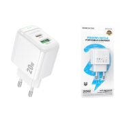 Блок питания сетевой 1 USB, 1 Type-C Borofone BAS44A Potential, пластик, PD20Вт, QC3.0, цвет: белый