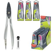 119450 STUDY Циркуль, с эргоном. головкой, с грифелем, в пластик. футляре, в компл. пенал с доп грифелем (10228010/261124/5337132/01    , КИТАЙ)