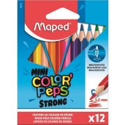 862812 COLOR'PEPS MINI STRONG Цветные карандаши повышенной прочности, мини, пластиковые, 12 цветов, в картонной коробке с подвесом (10228020/240225/5028799/09    , КИТАЙ)