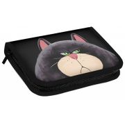 75974 Пенал корпусный Недовольный кот, размер: 19*11 см. Жесткий каркас прямоугольной формы на картоне с закругленными краями. Корпус покрыт полиэстером 210 ден. По краям имеется текстильная отделка. Одинарный пенал без наполнения закрывается с помо