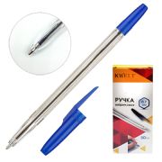 Ручка шариковая«KWELT» синяя 0,5мм рифлённый держатель метал.нак. прозр.корпус К-03109