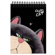 77158 Блокнот Недовольный кот, формат А5, 60 листов, на гребне, блок-офсет, целлюлозный картон 200 гр/м2, в клетку, размер 141*201 мм