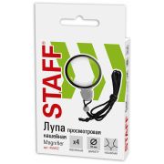 Лупа просмотровая нашейная STAFF, 4-х кратное увеличение, на шнурке, диаметр 50 мм, 455432