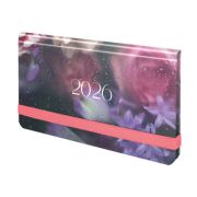 Еженедельник датированный 2026 с резинкой 171х93 мм, BRAUBERG, твердый, УФ-ЛАК, 64 л., «Цветы», 117348