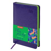 Ежедневник датированный 2026, А5, 138x213 мм, BRAUBERG «Rainbow», под кожу, сиреневый, 117080