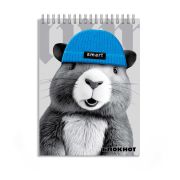 Блокнот, А6, 96 л, арт. 70139 КАПИБАРА В ШАПОЧКЕ / Блок - белый офсет 60 г/м², клетка.