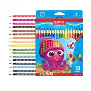 Карандаши цветные Yalong 18 цв., «Подводный мир» деревянные, трехгранные, заточенные, дизайн на корпусе, грифель 3.0 мм, картон. уп., европод.